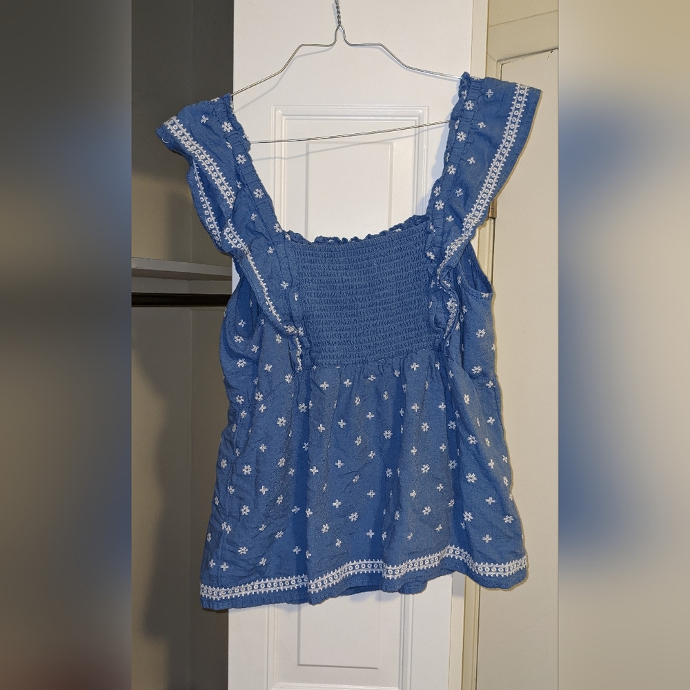 Boho ruffle embroidered Old Navy sleeveless top cottage core ruffles cute - Picture 5 of 12